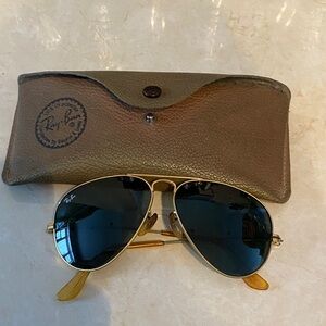 Vintage Ray-Ban USA Made Aviator Sunglasses Green Lenses Gold Frames
